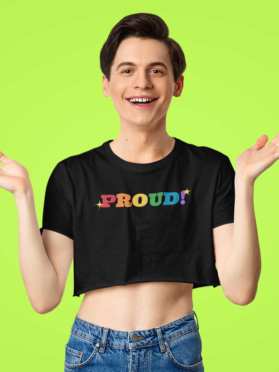 Proud LGBTQ - Black Cotton Crop Top