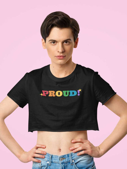 Proud LGBTQ - Black Cotton Crop Top