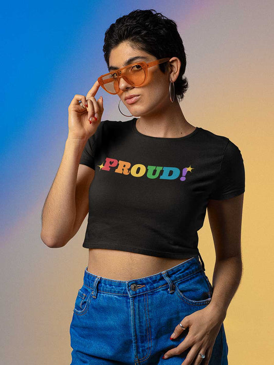 Proud LGBTQ - Black Cotton Crop Top