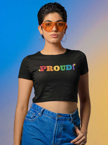Proud LGBTQ - Black Cotton Crop Top