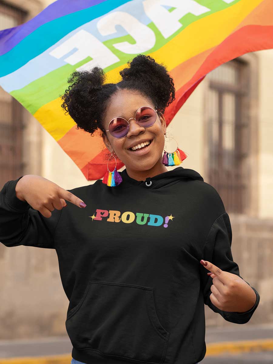 Proud LGBTQ - Black Cotton Hoodie